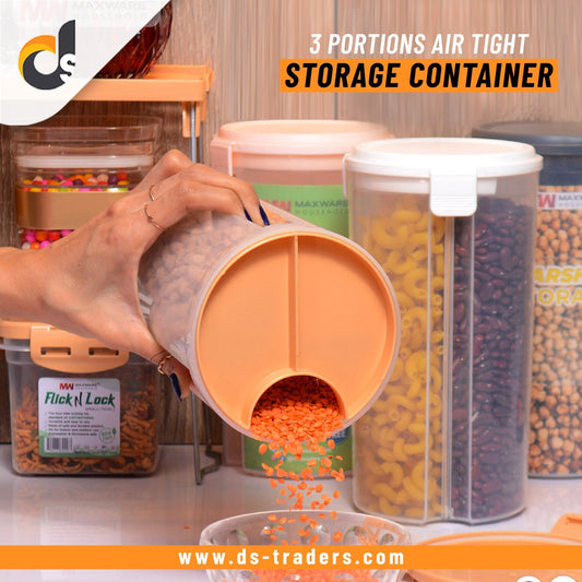 3 Portions Air Tight Storage Container for Multipurpose Use - Easy Wholesale