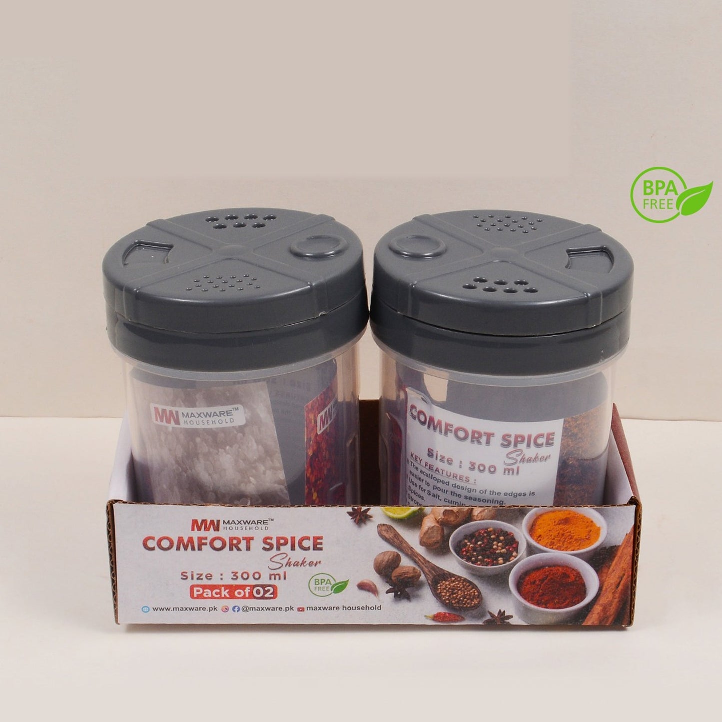 Pack of 2 Salt and Pepper Shaker (150ml)