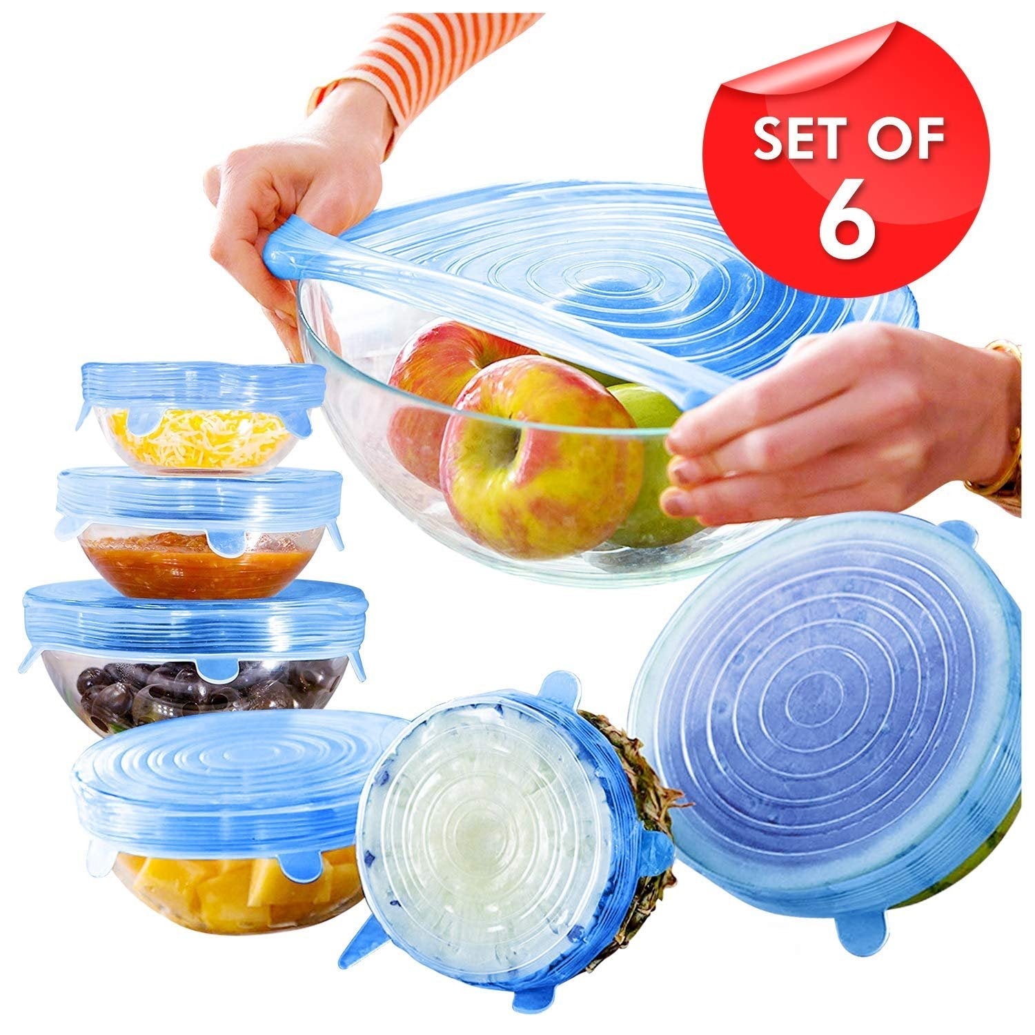 6 Pieces Silicon Lids - Easy Wholesale