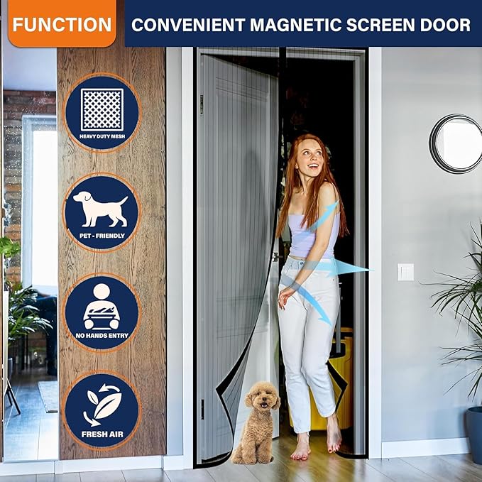 Magnetic Screen Door Net (78 Inch x42 Inch)