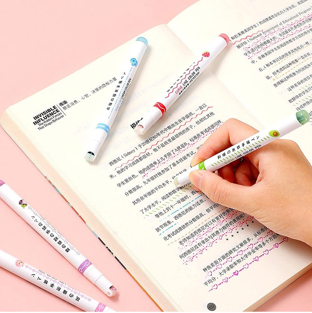 Pack Of 6 Linear Roller Design Color Pen