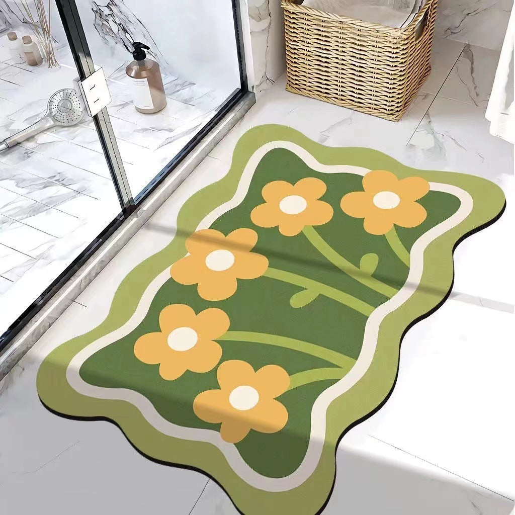 Flower Anti-Slip Water Absorbent Floor Mat