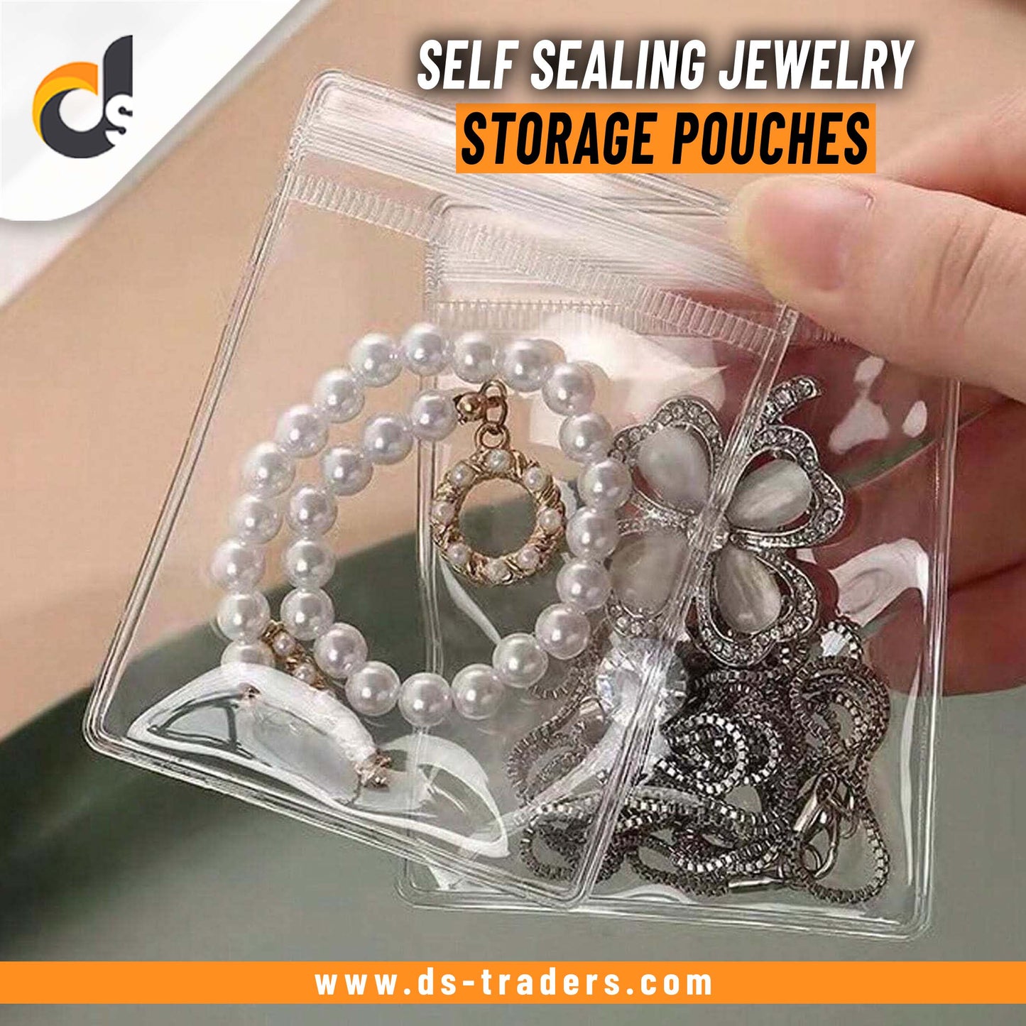 5 PCS PVC Self Sealing Jewelry Transparent Mini Storage Pouches