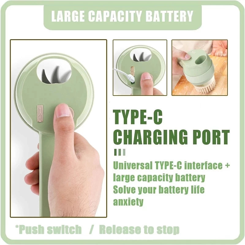 4 In 1 Handheld USB Charging Electric Ginger Masher Machine.
