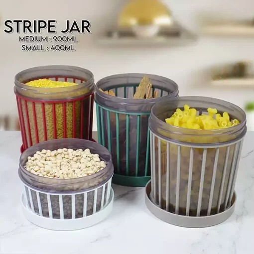 Food Storage Stripe Jar 3Pcs