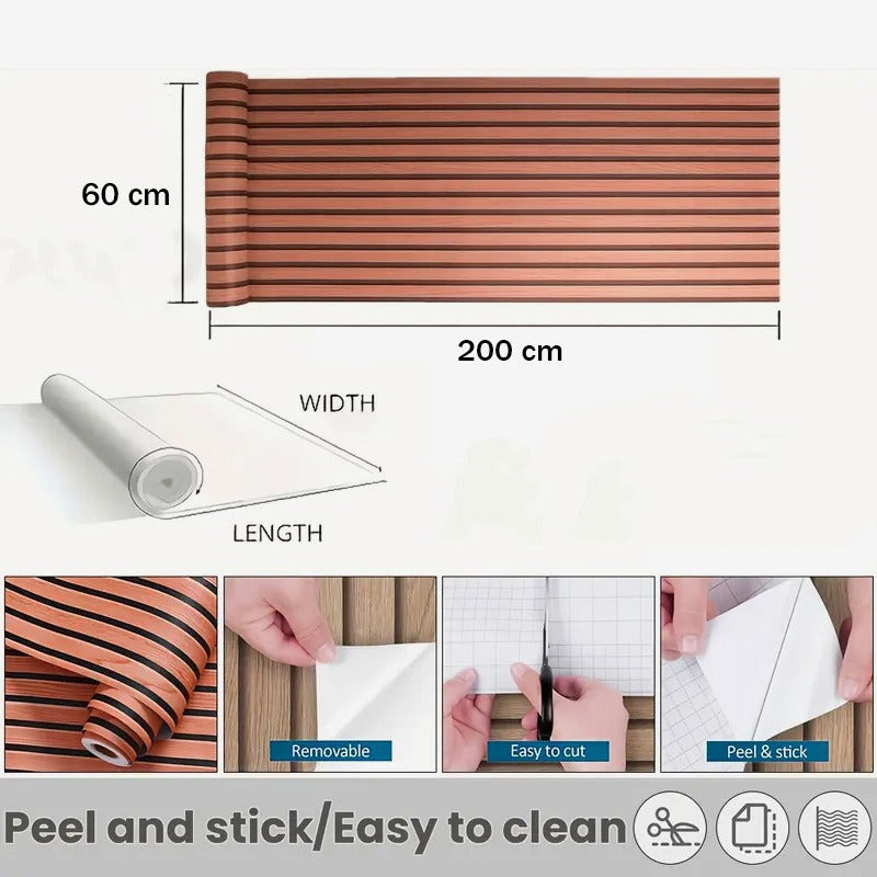 Wood Texture Wall Sheet Brown/Black Combo