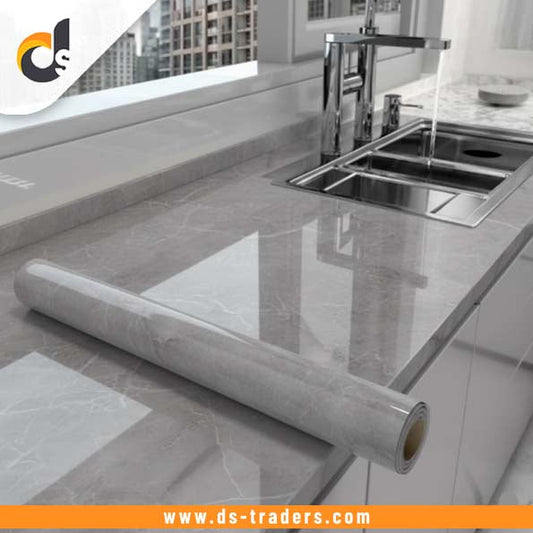 Grey Marble Texture Design PVC Waterproof Sheet (60cmx200cm)