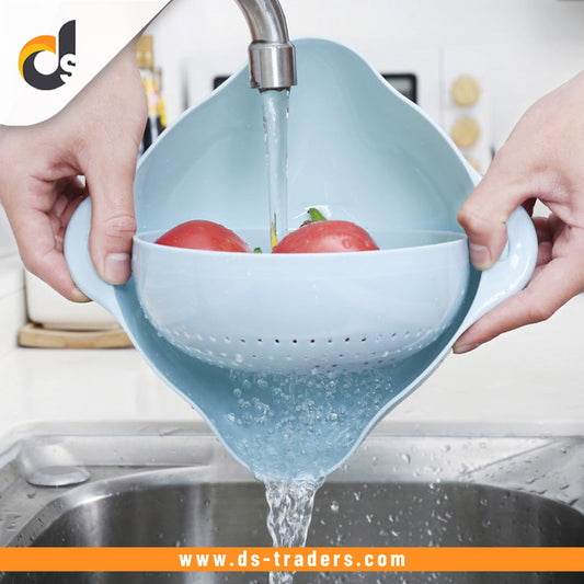 Household Double-layer Kitchen Vegetable Washing Fruit Basket.