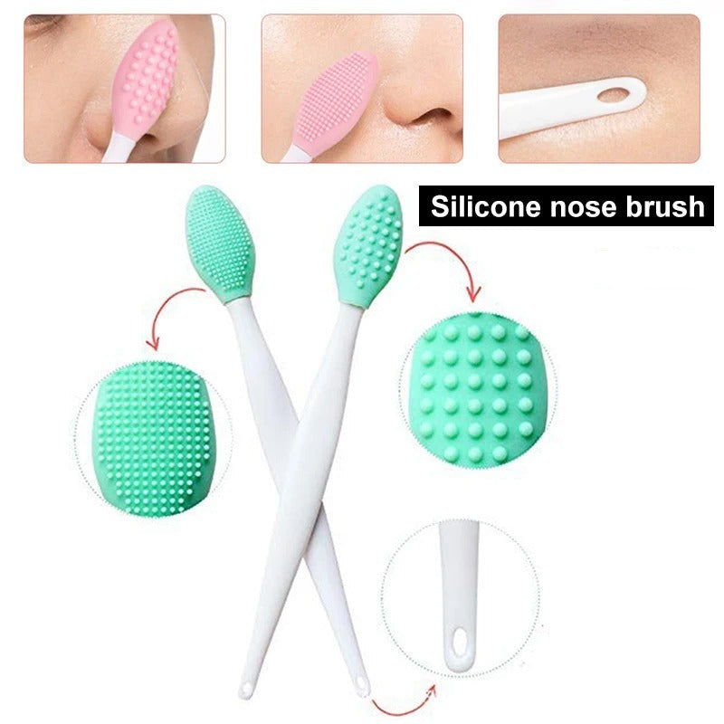 Silicone Blackhead Remover Double Sided Lip Nose Scrubber Brush Tool