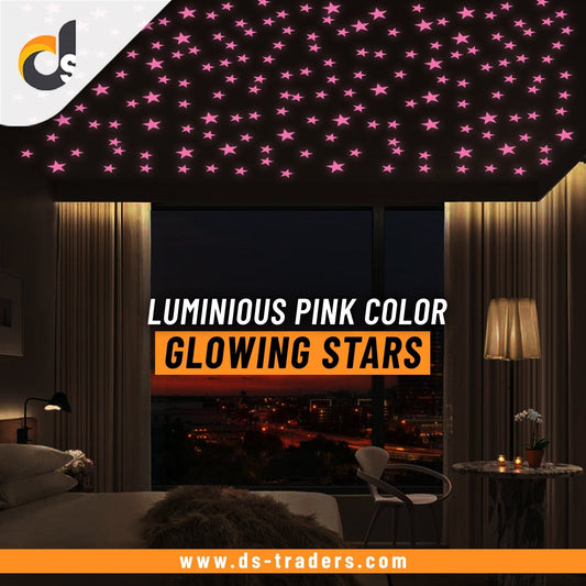 Pack of 100 - 3D Luminous Glowing Stars - Pink Color - Easy Wholesale