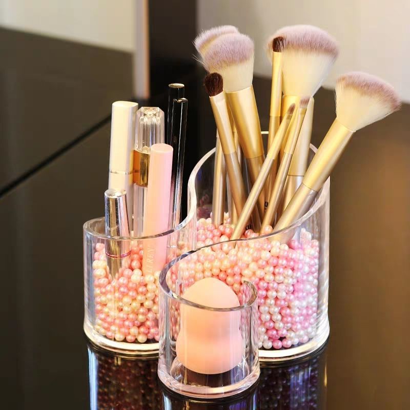 3 Compartments Transparent Acrylic  Cosmetic Organizer