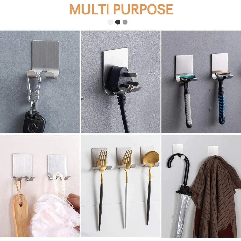2PC Stainless Steel Self-adhesive Hook
