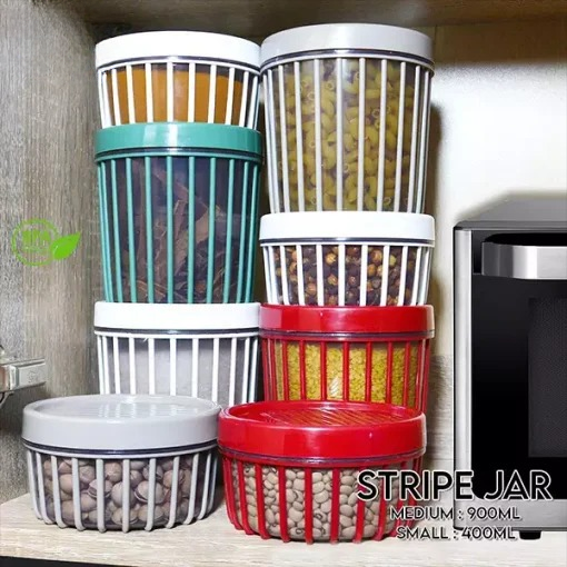 Food Storage Stripe Jar 3Pcs